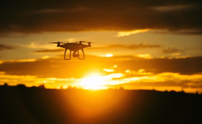 Drone and sunset